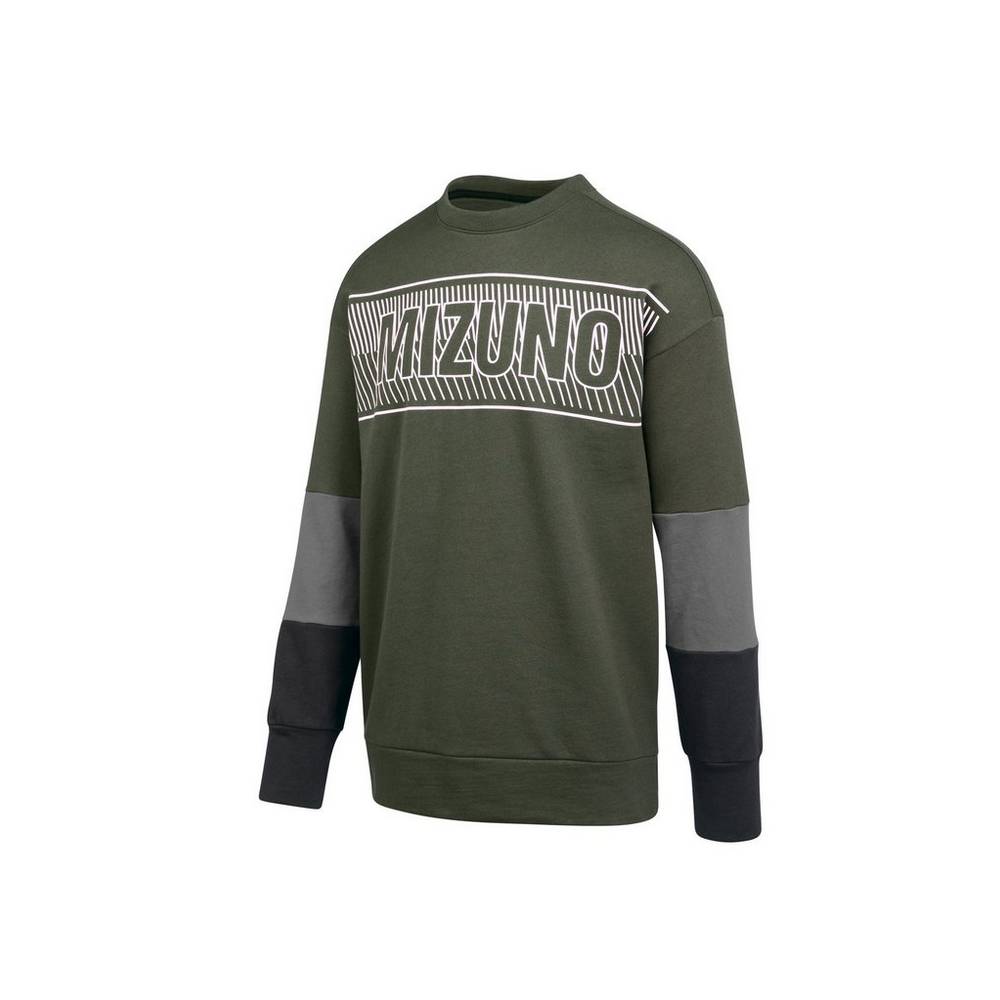 Maglie Running Mizuno MZ1 Tokyo Fleece Crew Donna - Verdi/Nere - 12560-CXVN